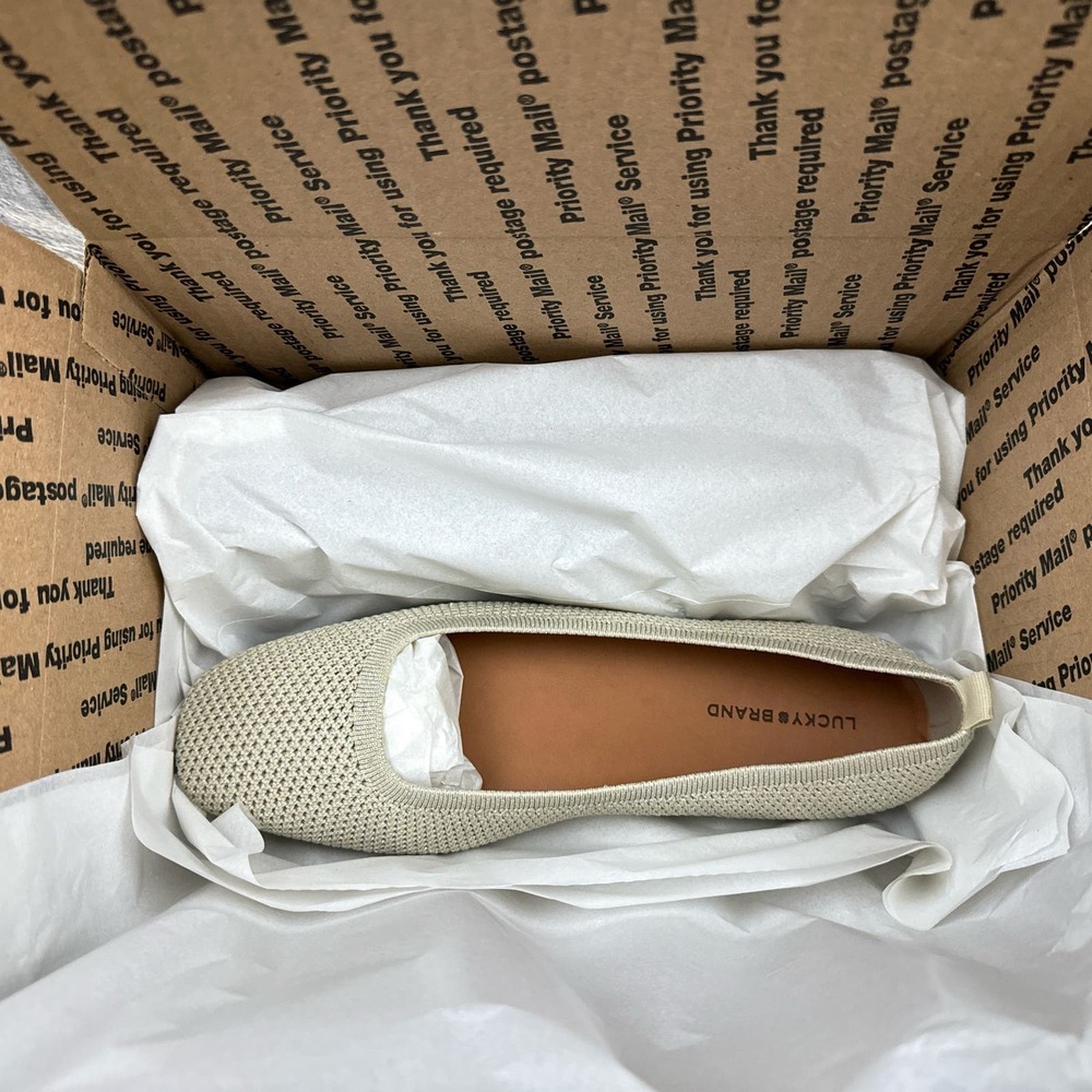 NEW Lucky Brand 9.5M Daneric Metallic Knit Washable Square Toe Ballet Flats - Picture 10 of 11